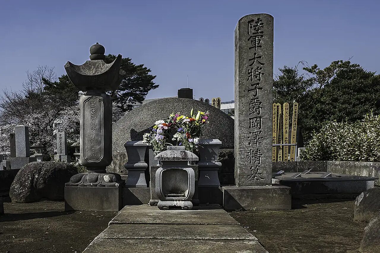 Japanese mound grave fresh higan flowers