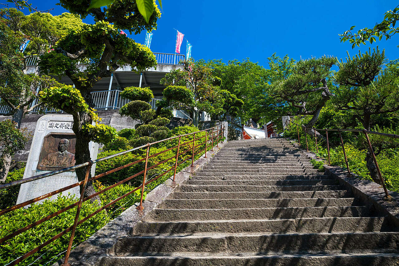 Japanese temple garden stairs