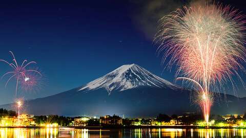 Lake kawaguchi winter fireworks kv a05oyu